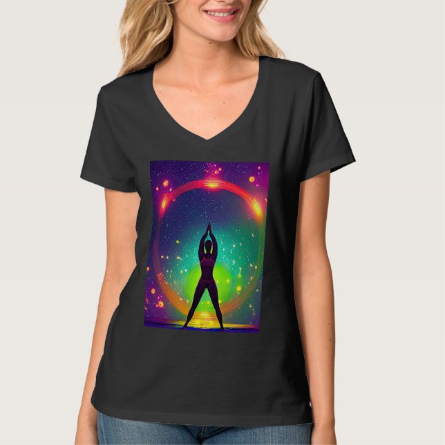 Camiseta Yoga Girl Female Sun Salutation Meditation Chakra  (Anverso)