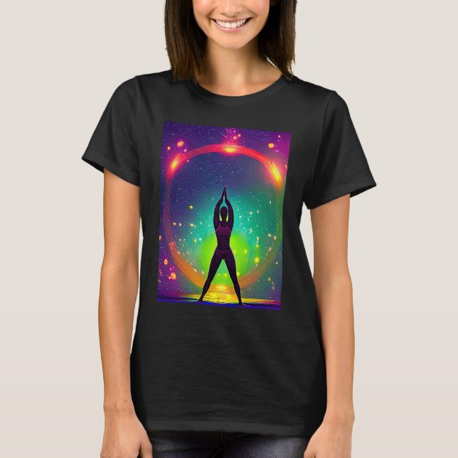 Camiseta Yoga Girl Female Sun Salutation Meditation Chakra  (Anverso)
