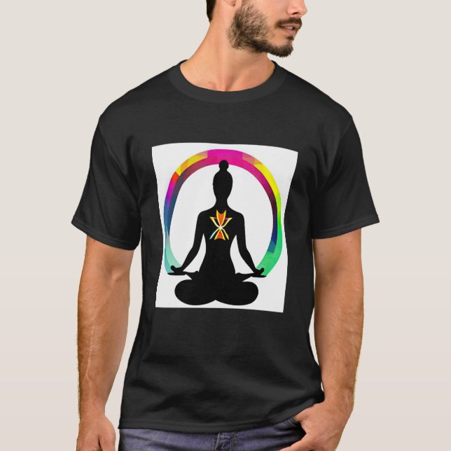 Camiseta Yoga Girl Female Sun Salutation Meditation Chakra  (Anverso)