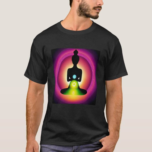 Camiseta Yoga Girl Female Sun Salutation Meditation Chakra  (Anverso)