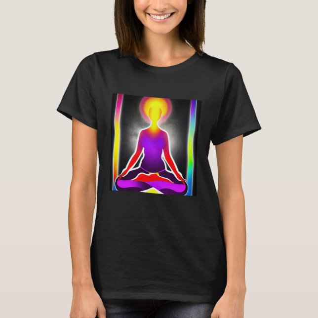 Camiseta Yoga Girl Female Sun Salutation Meditation Chakra  (Anverso)