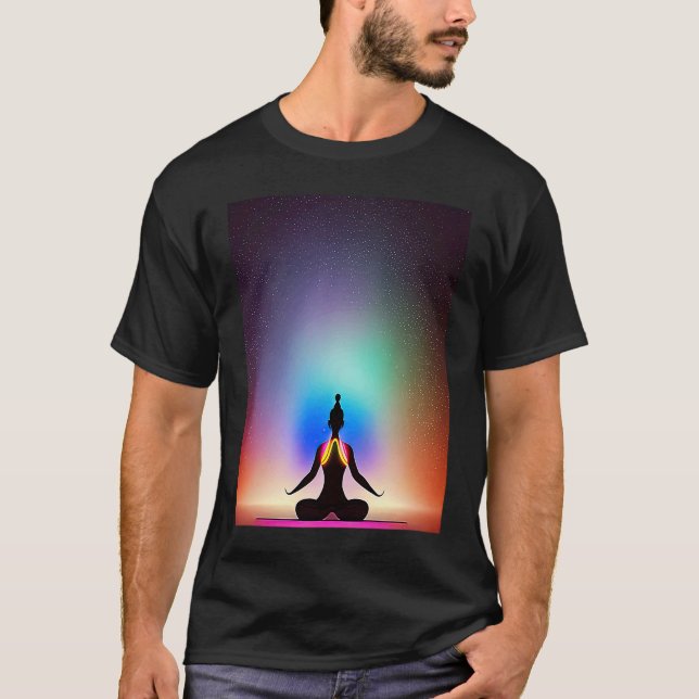 Camiseta Yoga Girl Female Sun Salutation Meditation Chakra  (Anverso)