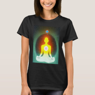 Camiseta Yoga Girl Female Sun Salutation Meditation Chakra 