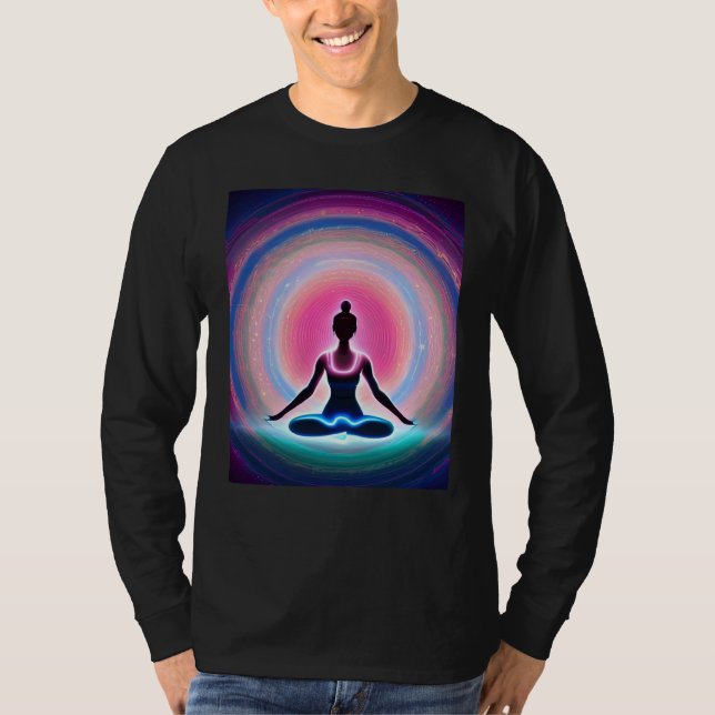 Camiseta Yoga Girl Female Sun Salutation Meditation Chakra  (Anverso)