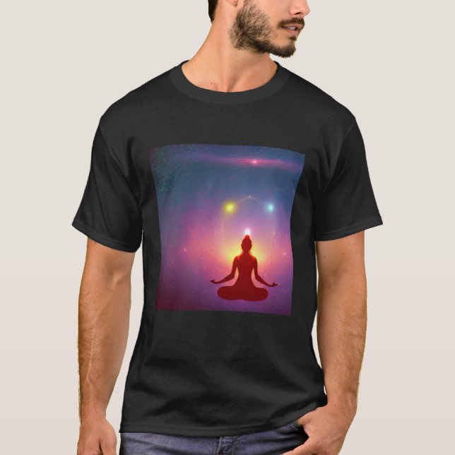 Camiseta Yoga Girl Female Sun Salutation Meditation Chakra  (Anverso)