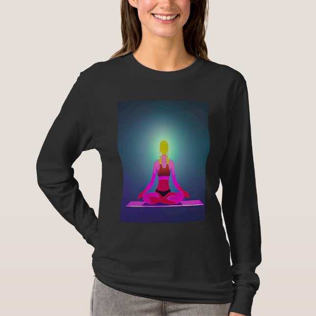 Camiseta Yoga Girl Female Sun Salutation Meditation Chakra  (Anverso)