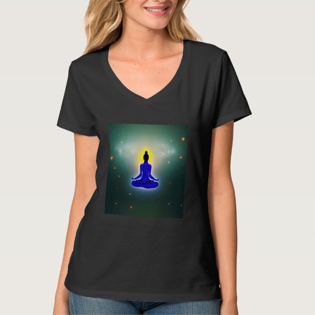 Camiseta Yoga Girl Female Sun Salutation Meditation Chakra  (Anverso)