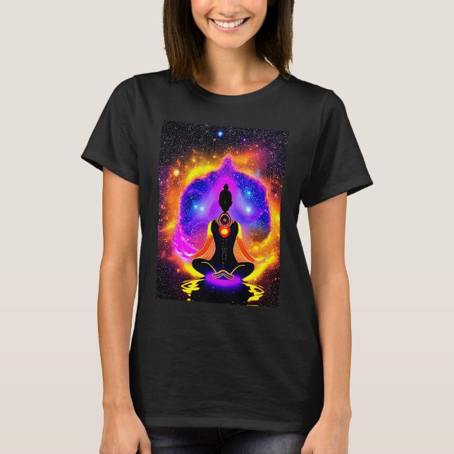 Camiseta Yoga Girl Female Sun Salutation Meditation Chakra  (Anverso)
