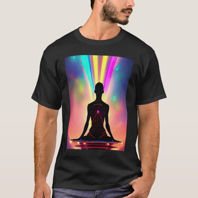 Camiseta Yoga Girl Female Sun Salutation Meditation Chakra  (Anverso)