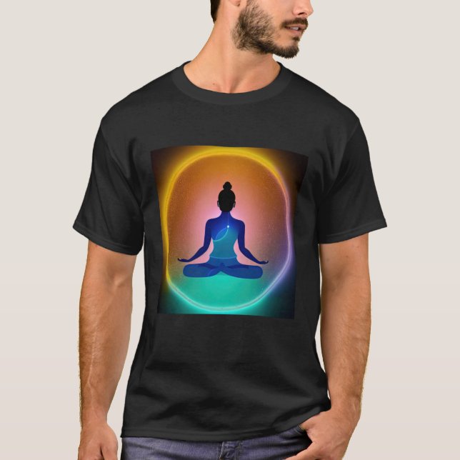Camiseta Yoga Girl Female Sun Salutation Meditation Chakra  (Anverso)