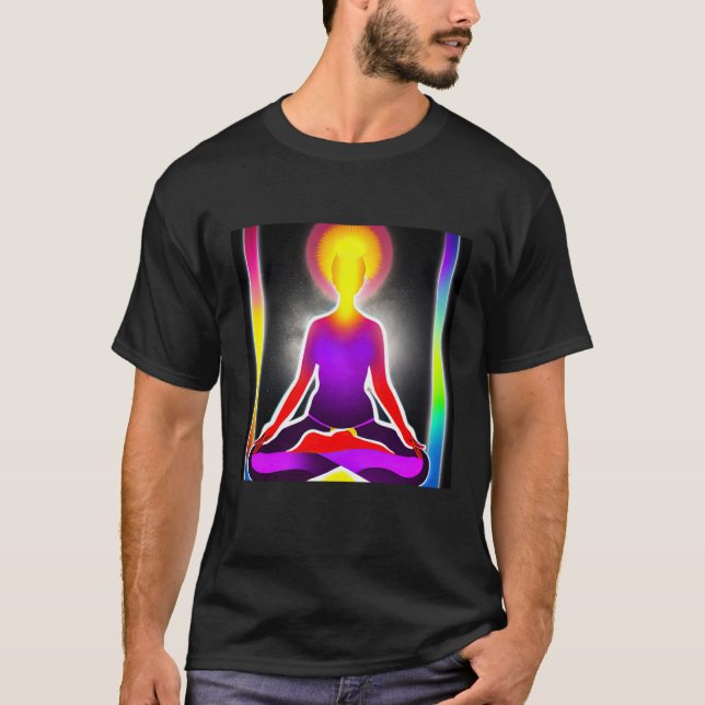Camiseta Yoga Girl Female Sun Salutation Meditation Chakra  (Anverso)