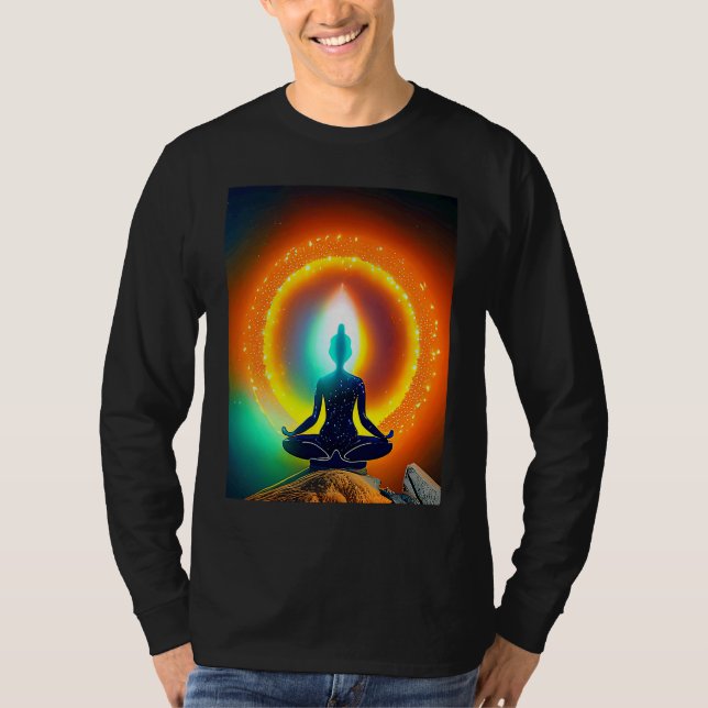 Camiseta Yoga Girl Female Sun Salutation Meditation Chakra  (Anverso)