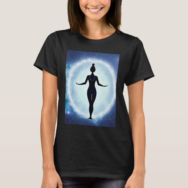 Camiseta Yoga Girl Female Sun Salutation Meditation Chakra  (Anverso)