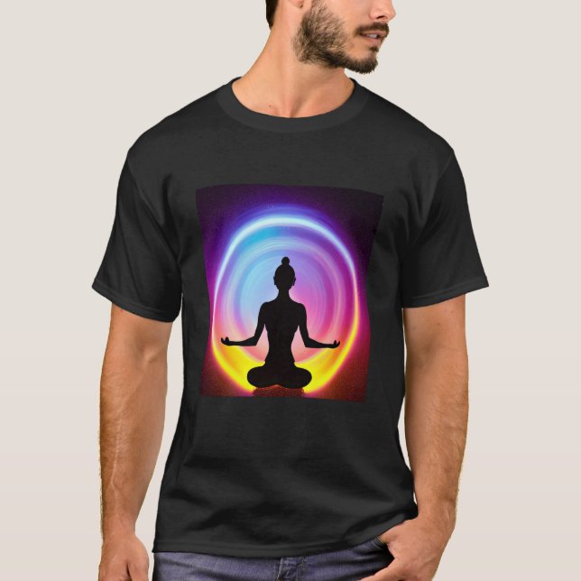 Camiseta Yoga Girl Female Sun Salutation Meditation Chakra  (Anverso)