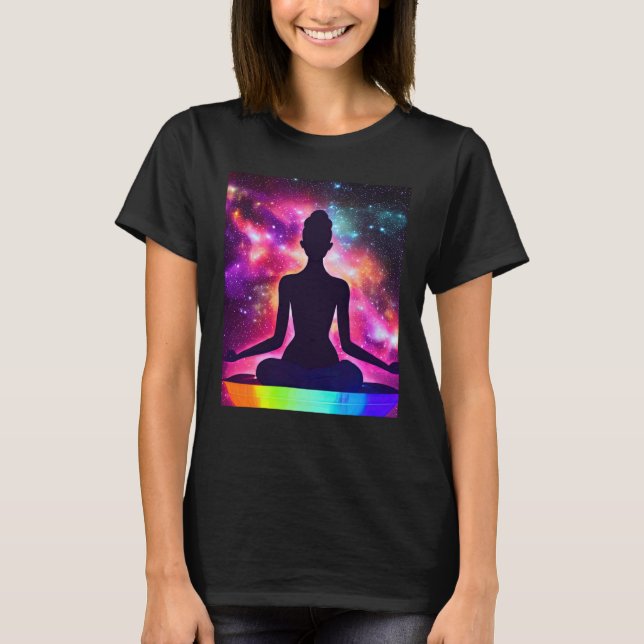 Camiseta Yoga Girl Female Sun Salutation Meditation Chakra  (Anverso)