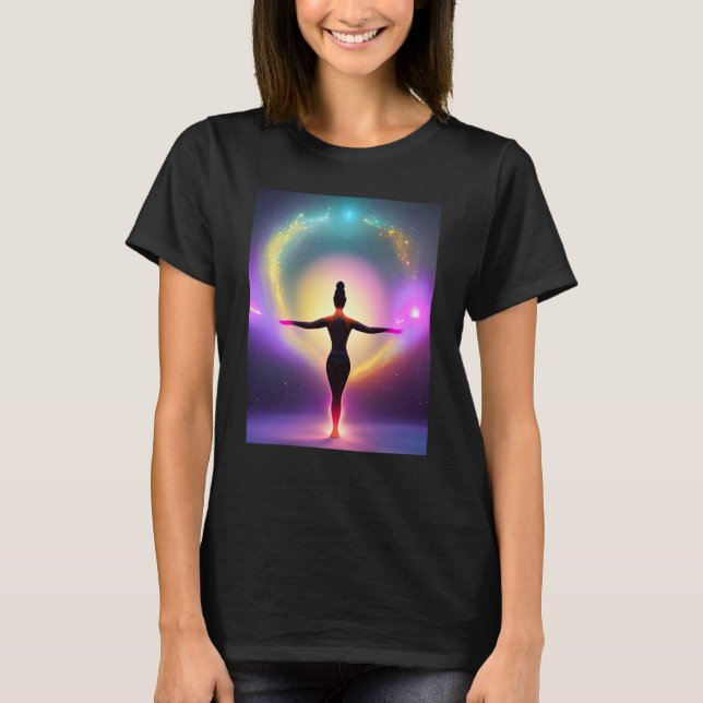 Camiseta Yoga Girl Female Sun Salutation Meditation Chakra  (Anverso)