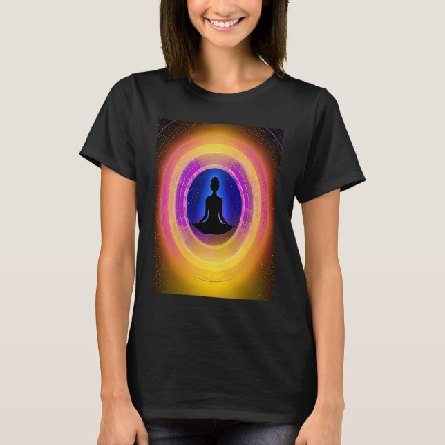 Camiseta Yoga Girl Female Sun Salutation Meditation Chakra  (Anverso)