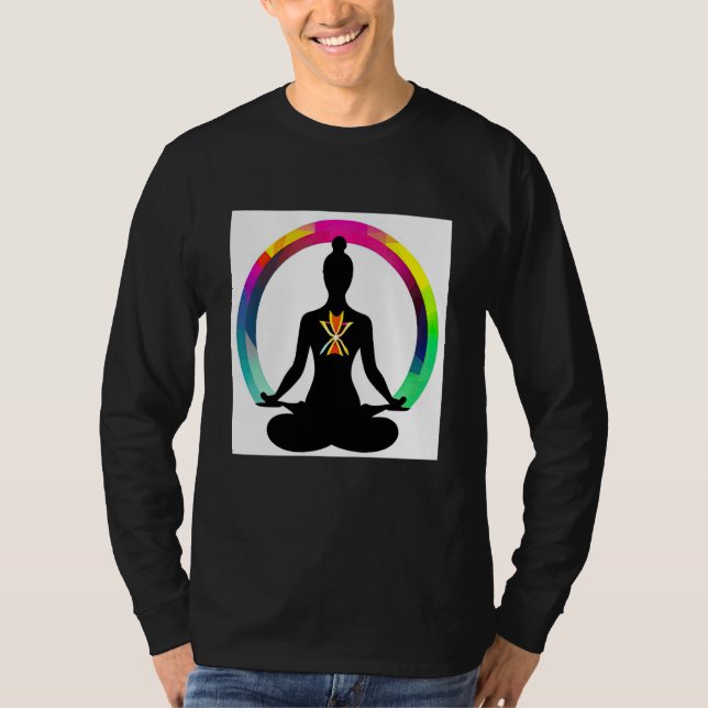 Camiseta Yoga Girl Female Sun Salutation Meditation Chakra  (Anverso)