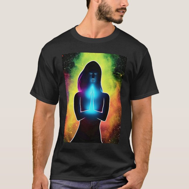 Camiseta Yoga Girl Female Sun Salutation Meditation Chakra  (Anverso)