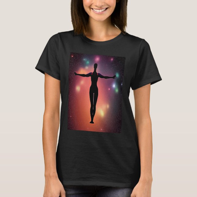 Camiseta Yoga Girl Female Sun Salutation Meditation Chakra  (Anverso)