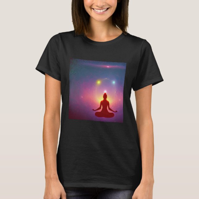Camiseta Yoga Girl Female Sun Salutation Meditation Chakra  (Anverso)