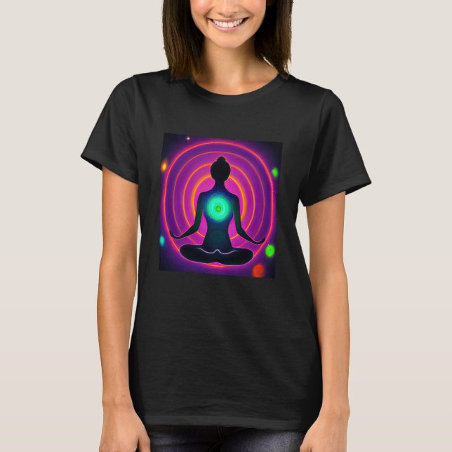 Camiseta Yoga Girl Female Sun Salutation Meditation Chakra  (Anverso)