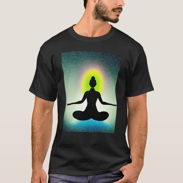 Camiseta Yoga Girl Female Sun Salutation Meditation Chakra  (Anverso)