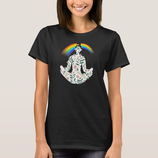 Camiseta Yoga gris arcoiris 8 mujeres (Anverso)