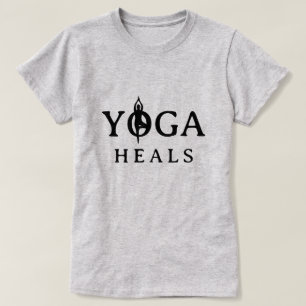 Camiseta Yoga Heals con silueta de postura de árbo