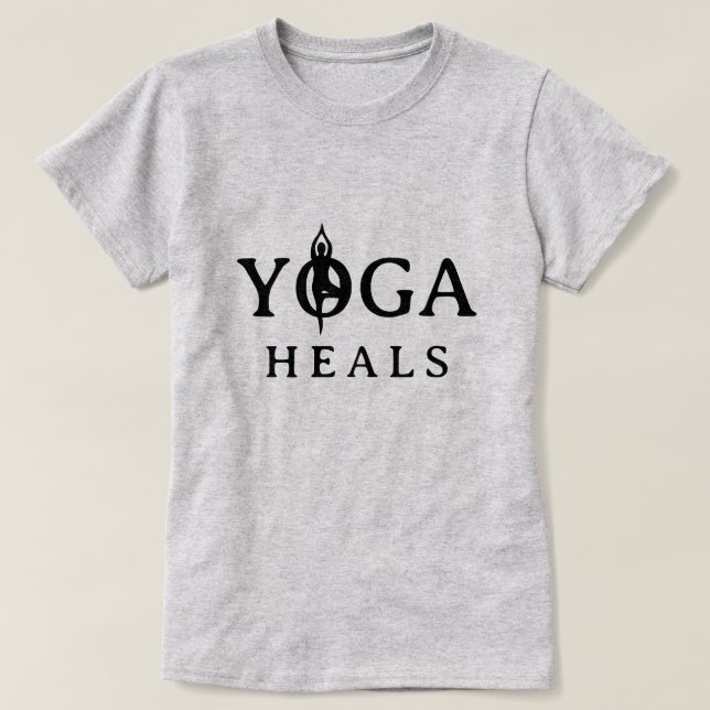 Camiseta Yoga Heals con silueta de postura de árbo (Diseño del anverso)
