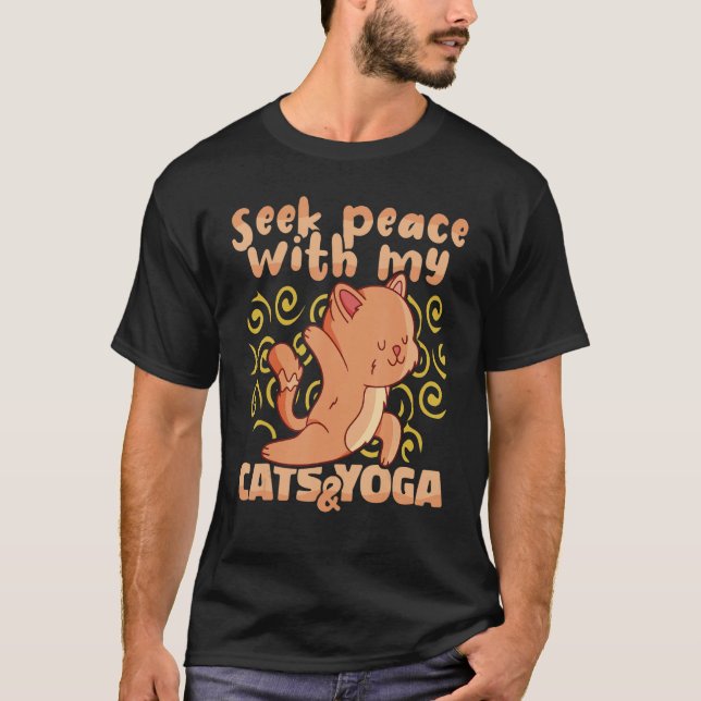 Camiseta Yoga Instructor Seek Peace with my Cats and Yoga M (Anverso)