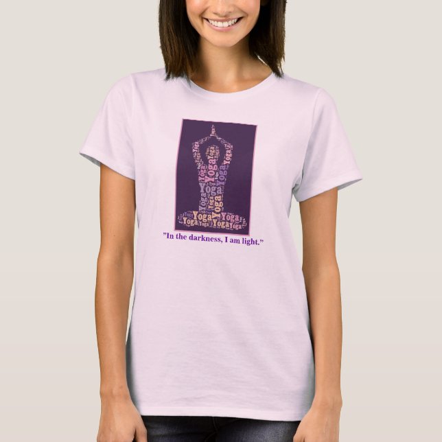 Camiseta Yoga Lotus Pose En Morado Con Cita Espiritual (Anverso)