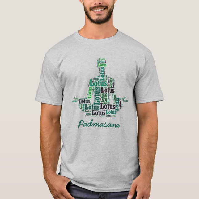 Camiseta Yoga Lotus Pose en tonos azules y Verde azulados (Anverso)