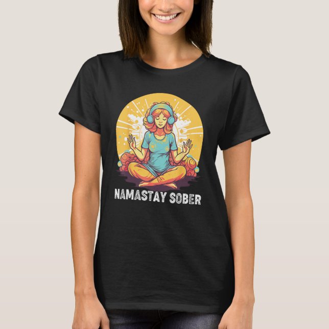 Camiseta Yoga Meditate Exhale Inhale Tipsy Bebe Namasta (Anverso)