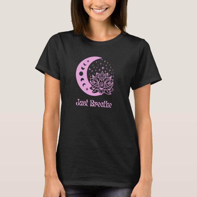 Camiseta Yoga Moon Fase Lotus Flor Yogi Cuter Just B (Anverso)