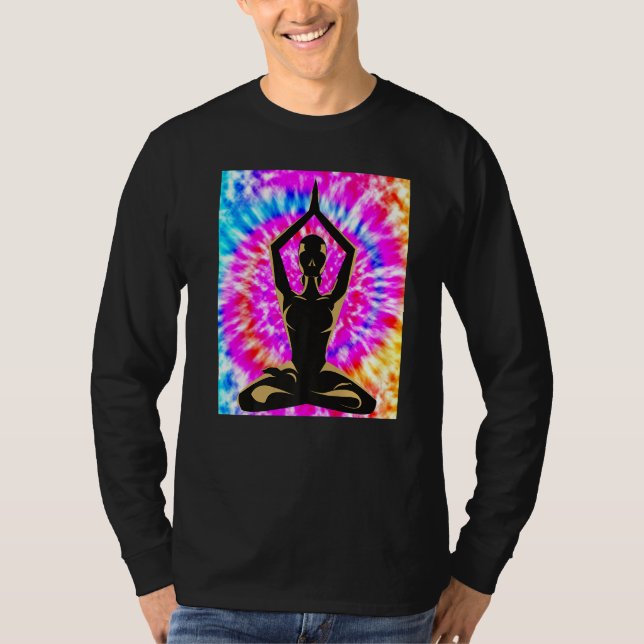 Camiseta Yoga Namaste Moon Tie Die Buddha Pose   (Anverso)