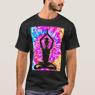 Camiseta Yoga Namaste Moon Tie Die Buddha Pose