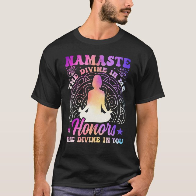Camiseta Yoga Namaste the Divine in Me Spiritual Yoga Medit (Anverso)