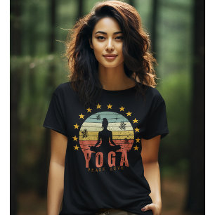 Camiseta Yoga Peace Love Pilates Zen Tshirt de ejercicio