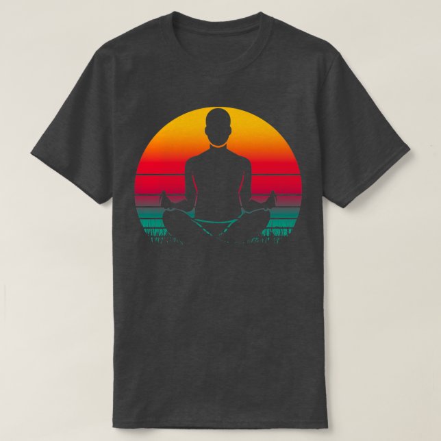 Camiseta Yoga Pose Retro Vintage Sunset 30 (Diseño del anverso)