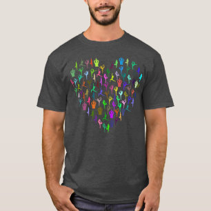 Camiseta Yoga Poses Posiciones Corazón Arcoiris Fitness