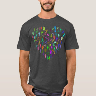 Camiseta Yoga Poses Posiciones Corazón Arcoiris Fitness