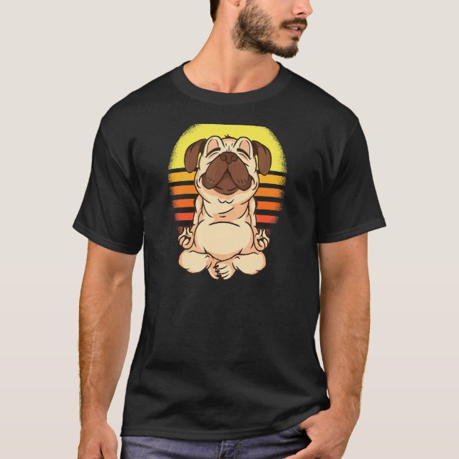Camiseta Yoga Pug Meditación Perro Budismo Espiritual Chakr (Anverso)