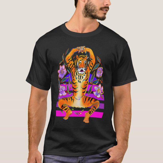 Camiseta Yoga Tiger in Flowers (Anverso)