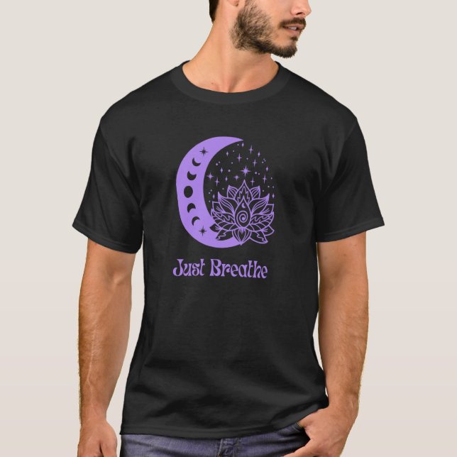 Camiseta Yogi Purple Moon Phase Yoga Meditation Just Breath (Anverso)
