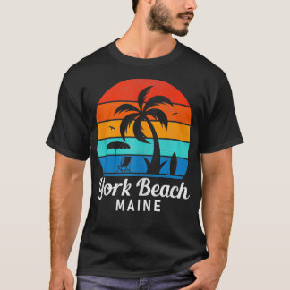 Camiseta York Beach Maine Palm Tree Vintage Summer