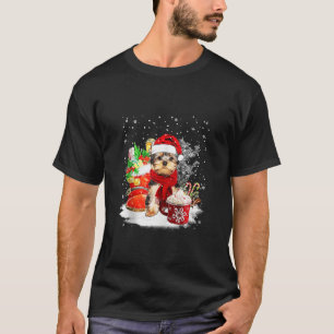 Camiseta York Shire Terrier Dog Santa Hat Navidades Inviern