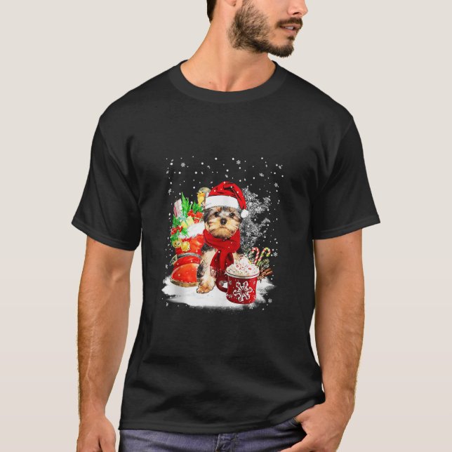 Camiseta York Shire Terrier Dog Santa Hat Navidades Inviern (Anverso)