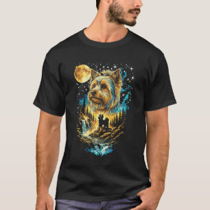 Camiseta Yorkie Aullando a La Luna Vintage Divertido Yorki