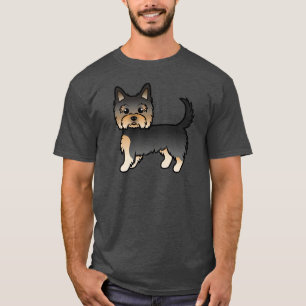 Camiseta Yorkie Cartoon Perro Terrier de Yorkshire Negro y 